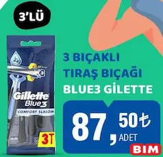 GİLLETTE BLUE3 3 BIÇAKLI TIRAŞ BIÇAĞI 3'LÜ